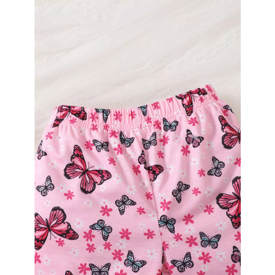 Children’s Little Sister Butterfly Print Ruffle Trim Set Apparel and Accessories