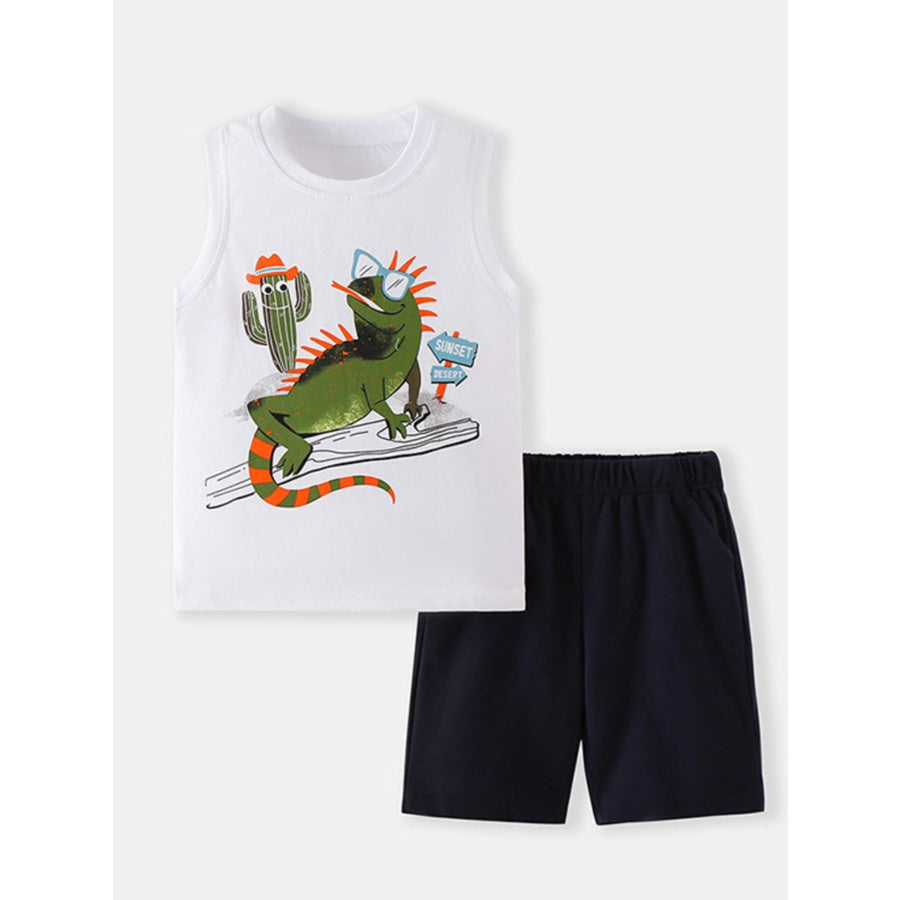 Children’s Lizard Round Neck Tank and Shorts Set Apparel and Accessories
