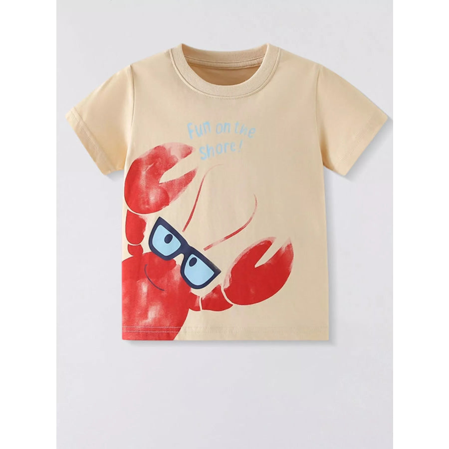Children’s Lobster Graphic Round Neck Tee Apricot / 2-3Y Apparel and Accessories