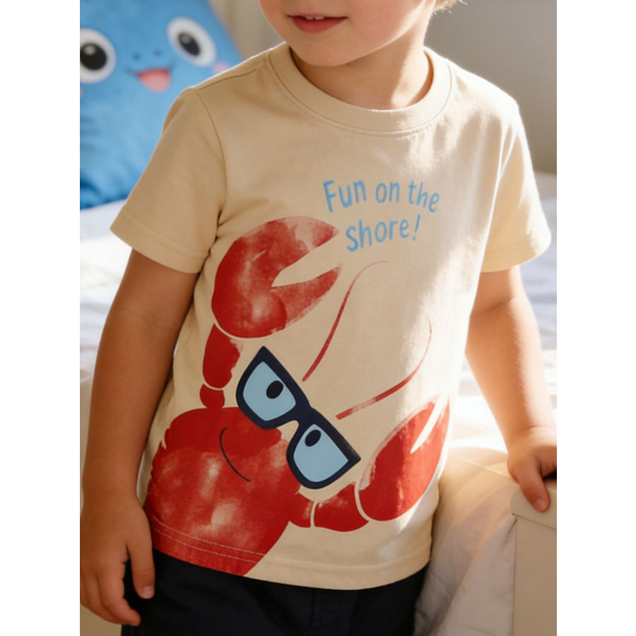 Children’s Lobster Graphic Round Neck Tee Apricot / 2-3Y Apparel and Accessories