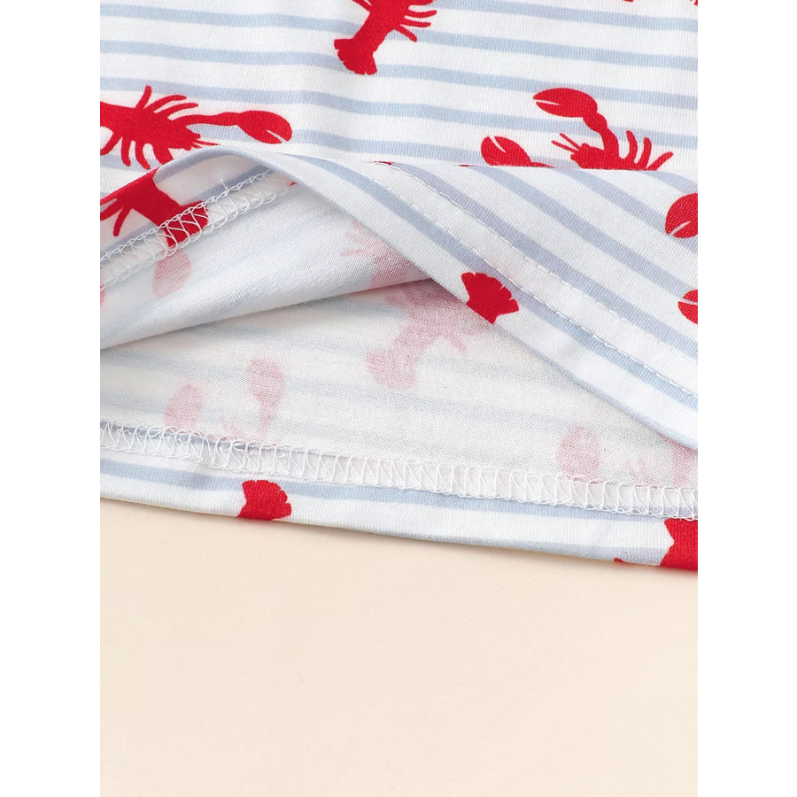 Children’s Lobster Print Striped T-shirt and Shorts Set Apparel and Accessories