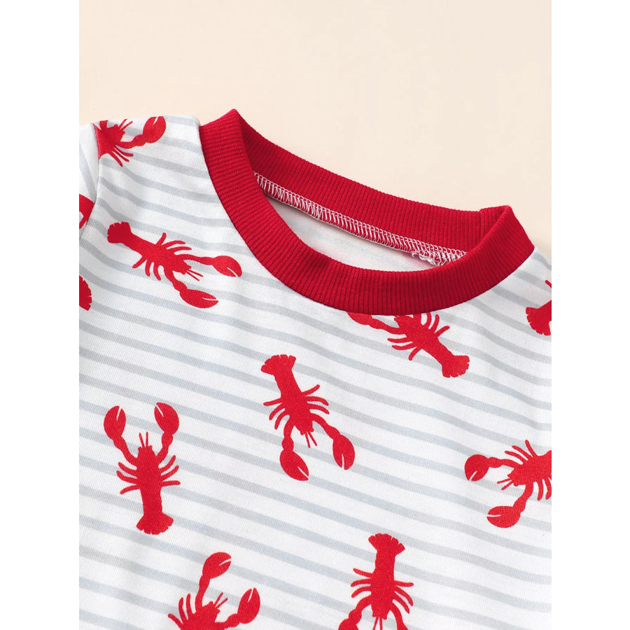 Children’s Lobster Print Striped T-shirt and Shorts Set Apparel and Accessories