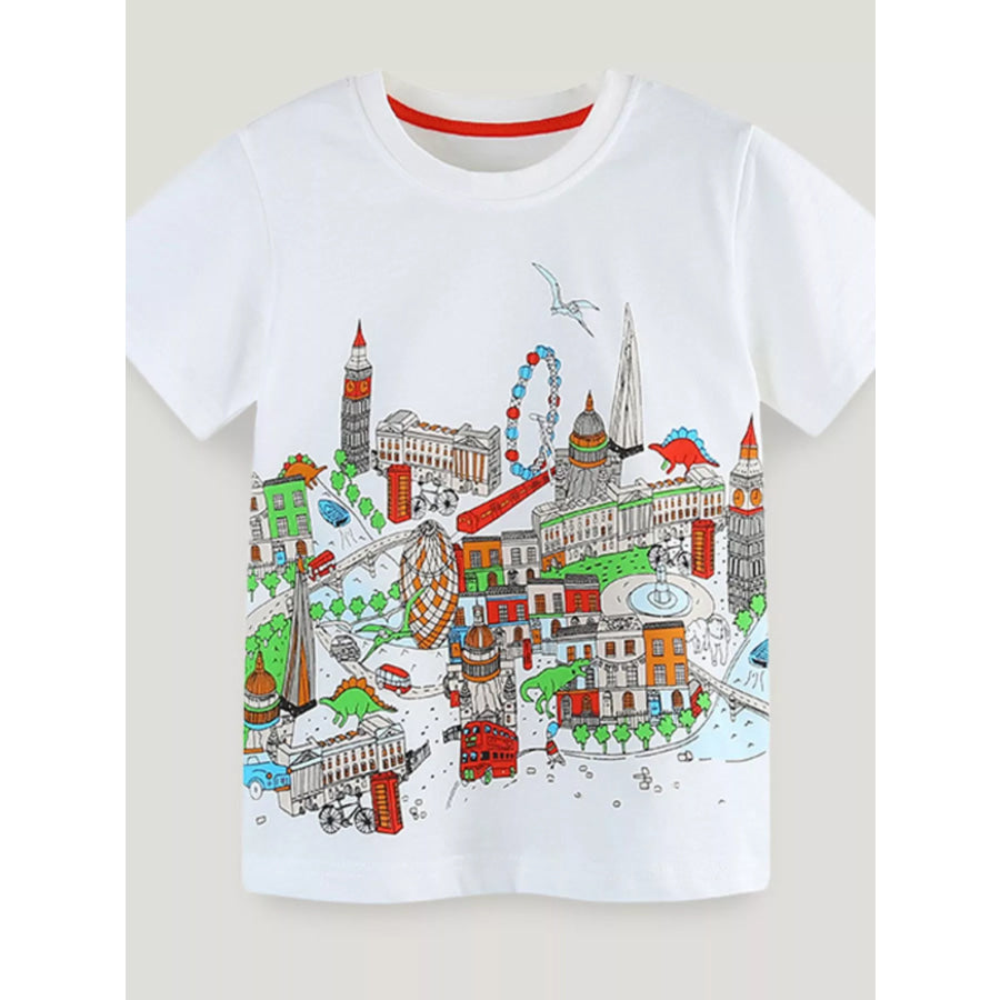 Children’s London Skyline Dinosaur Adventure T-Shirt White / 2Y Apparel and Accessories