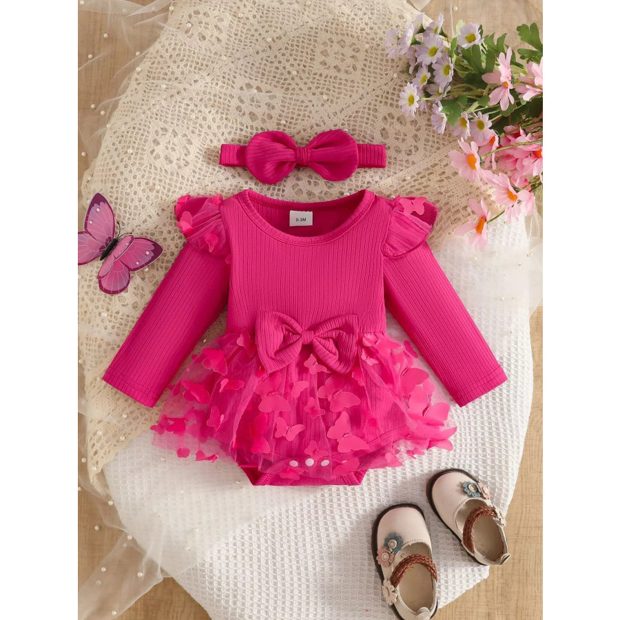 Children’s Long Sleeve Bodysuit and Headband Set Deep Pink / 0-3M Apparel Accessories