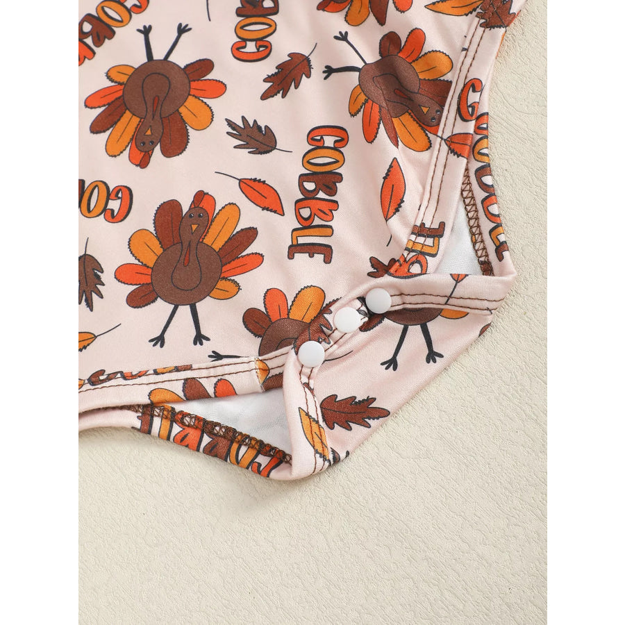 Children’s Long Sleeve Bodysuit & Thanksgiving Turkey Dress Set with Headband Apparel and Accessories