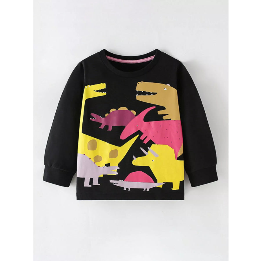 Children’s Long-Sleeve Dinosaur Graphic T-Shirt Black / 3T Apparel and Accessories
