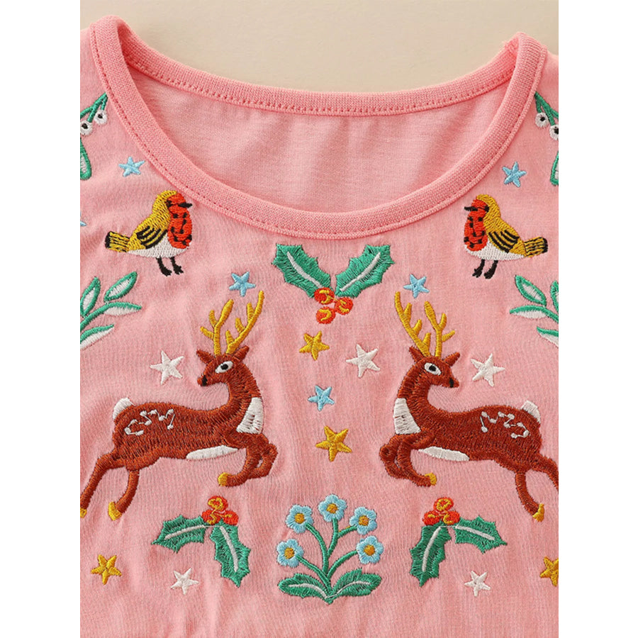 Children’s Long Sleeve Embroidered Deer Dress Apparel and Accessories
