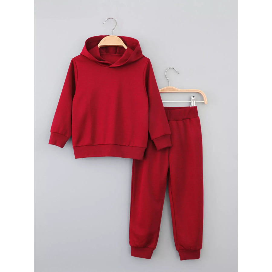 Children’s Long Sleeve Hoodie and Pants Set Red / 3Y Apparel and Accessories
