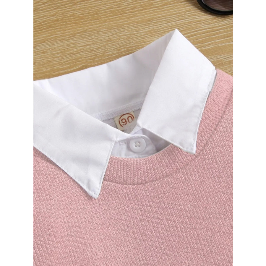 Children’s Long Sleeve Shirt Dress and Knit Vest Set Apparel and Accessories