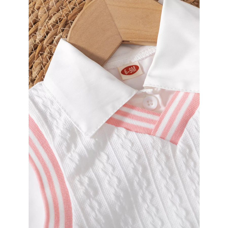 Children’s Long Sleeve Shirt & Knit Vest and Jeans Set White / 6-9M Apparel and Accessories