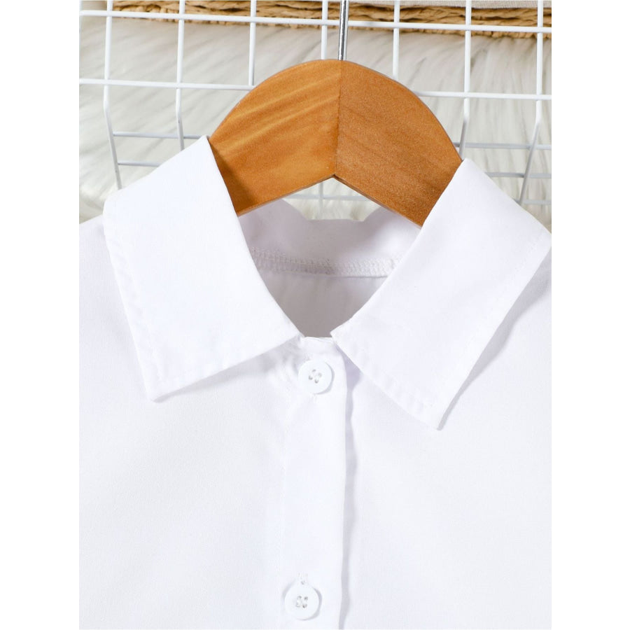 Children’s Long Sleeve Shirt & Pleated Skirt Set with Belt Apparel and Accessories