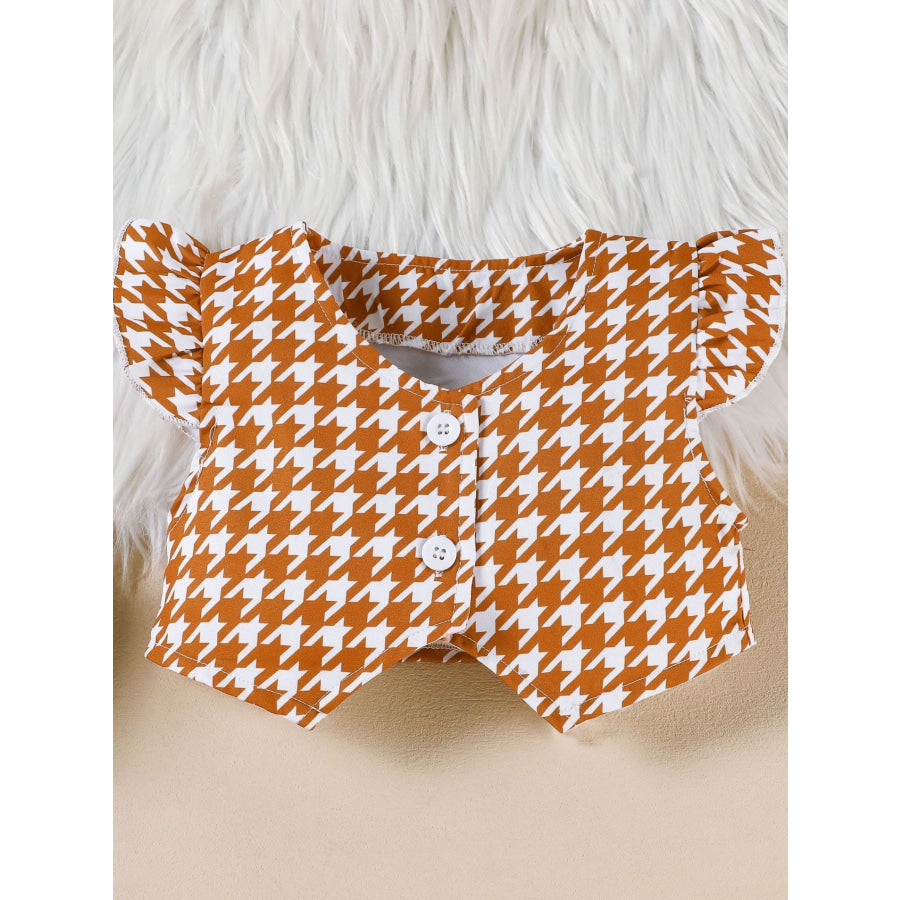Children’s Long Sleeve Top & Houndstooth Vest & Skirt Set Apparel and Accessories