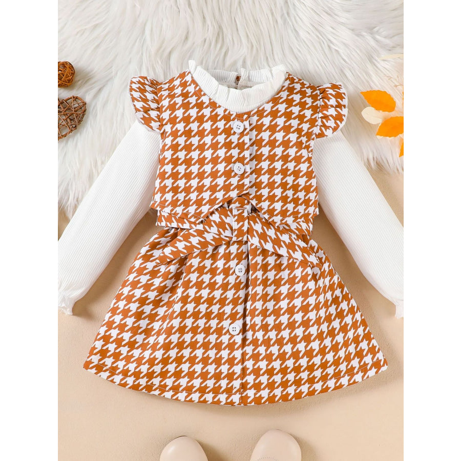 Children’s Long Sleeve Top & Houndstooth Vest & Skirt Set Multicolor / 3-4 Apparel and Accessories