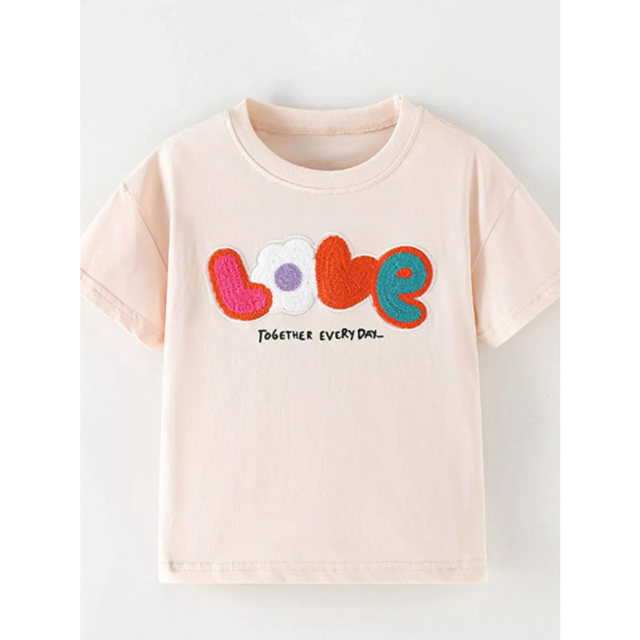Children’s LOVE Round Neck T-Shirt Watermelon pink / 3T Apparel and Accessories