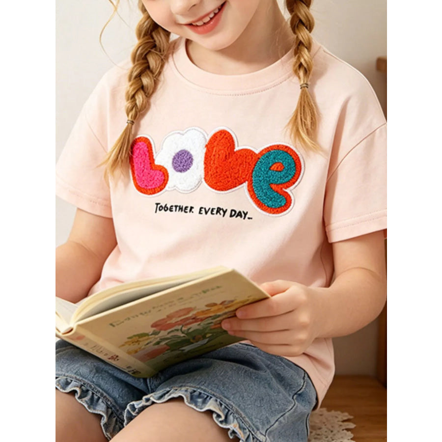 Children’s LOVE Round Neck T-Shirt Watermelon pink / 3T Apparel and Accessories