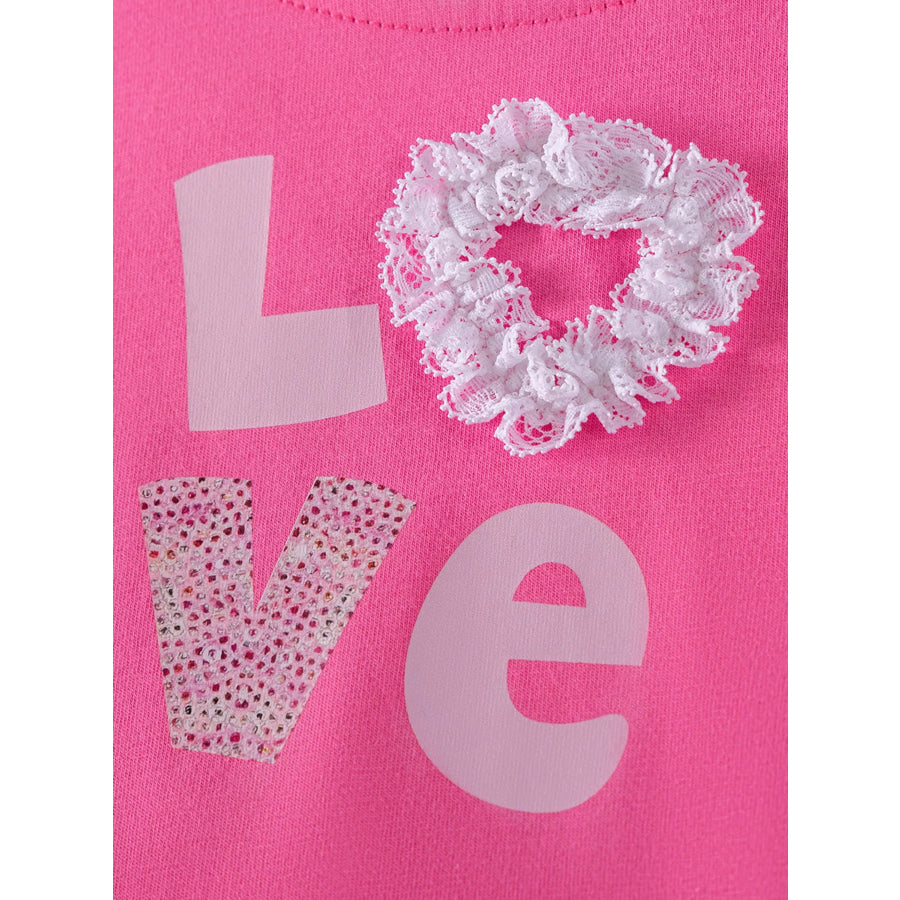 Children’s Love Round Neck Tulle Dress Apparel and Accessories