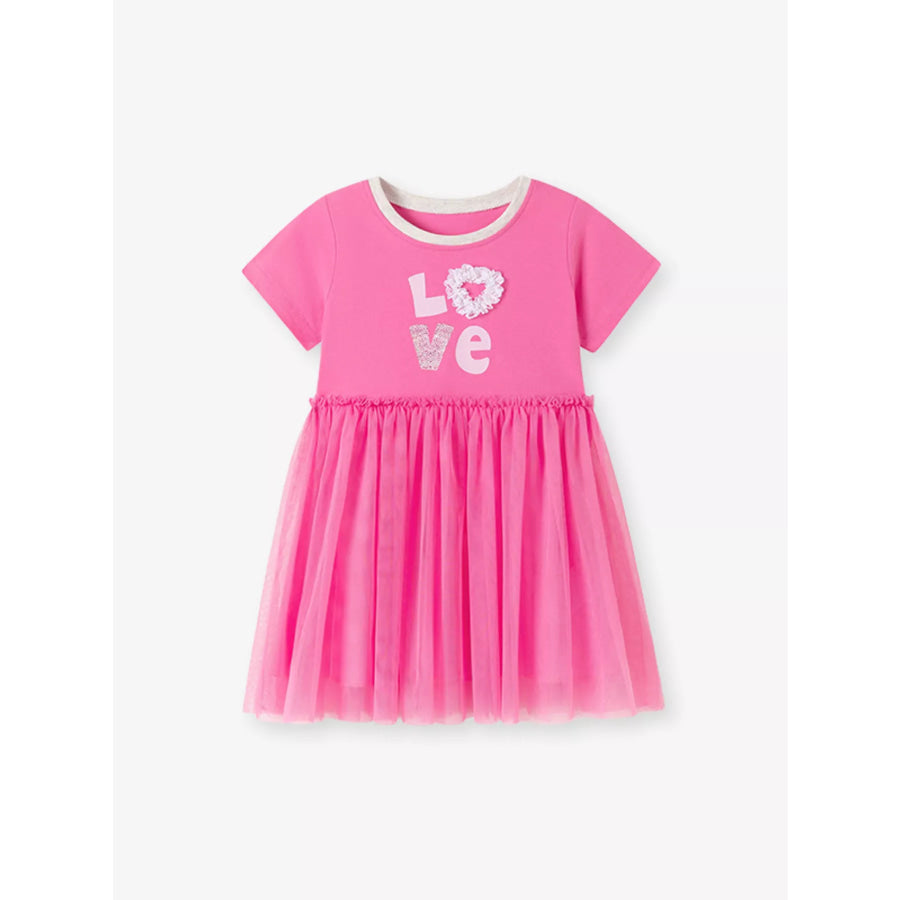 Children’s Love Round Neck Tulle Dress Apparel and Accessories
