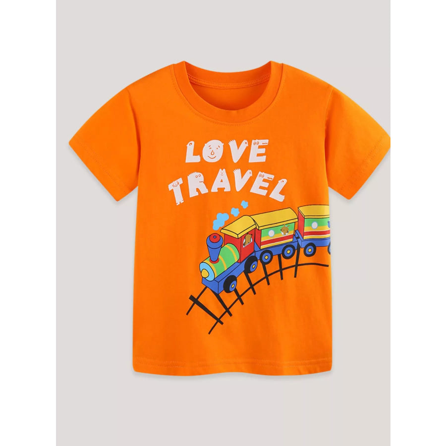 Children’s ’Love Travel’ Train Graphic T-Shirt Apparel and Accessories