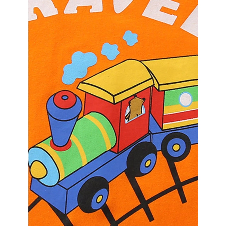 Children’s Love Travel Train Print Casual Set Apparel and Accessories