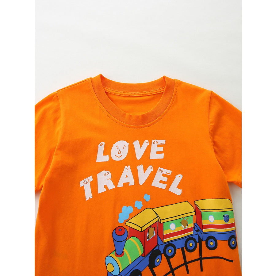 Children’s Love Travel Train Print Casual Set Apparel and Accessories