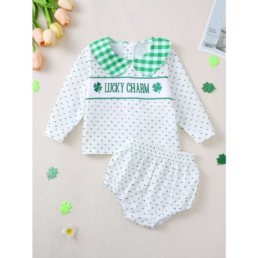 Children’s Lucky Charm Gingham Top & Bottom Set White / 6-12M Apparel and Accessories