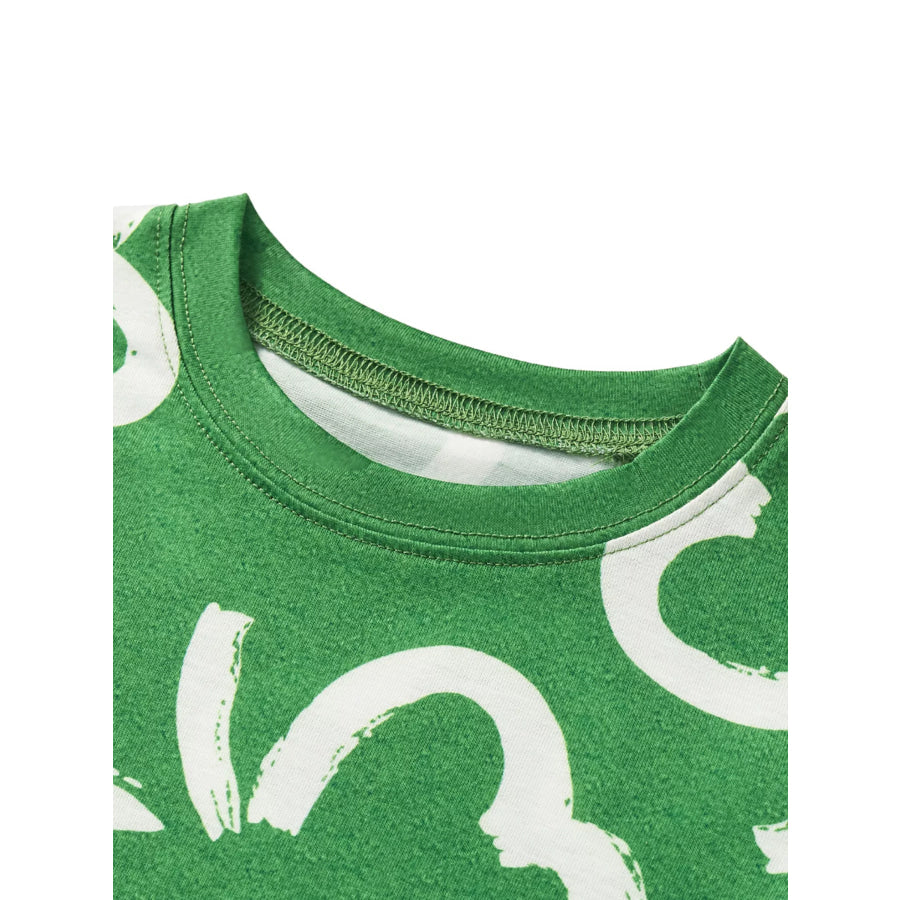 Children’s Lucky Clover Print T-Shirt and Shorts Set Dark Green / 3Y Apparel and Accessories