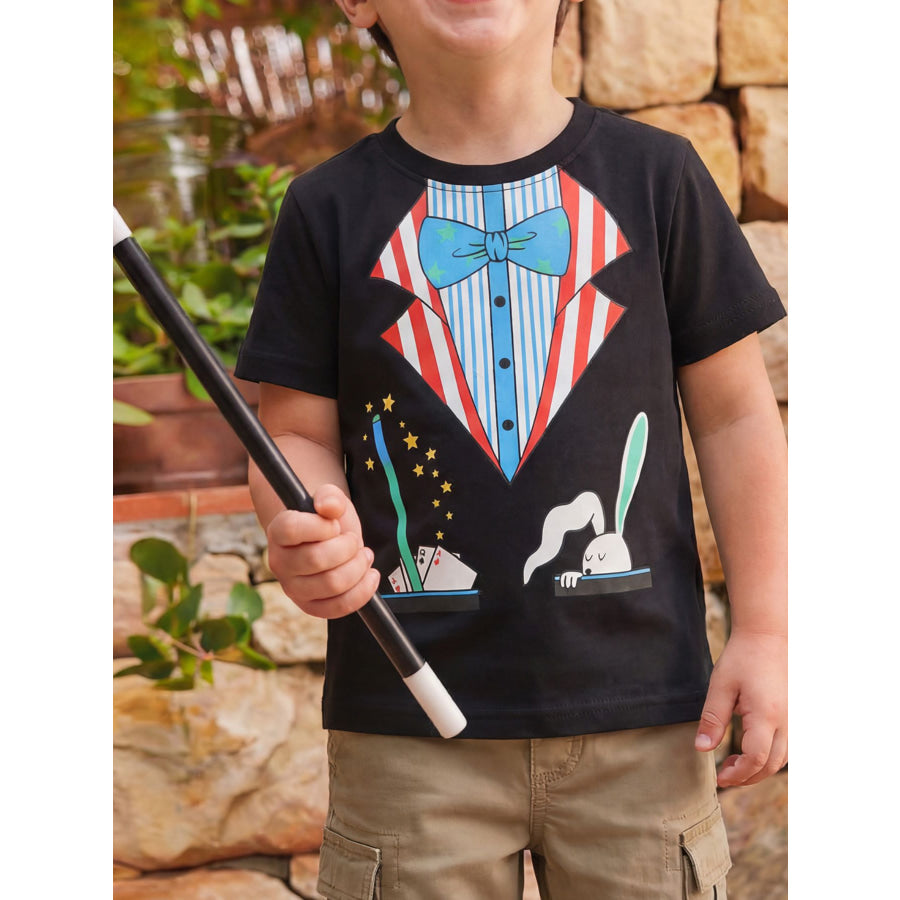 Children’s Magician Costume Graphic Short Sleeve T-Shirt Black / 2-3 Apparel and Accessories