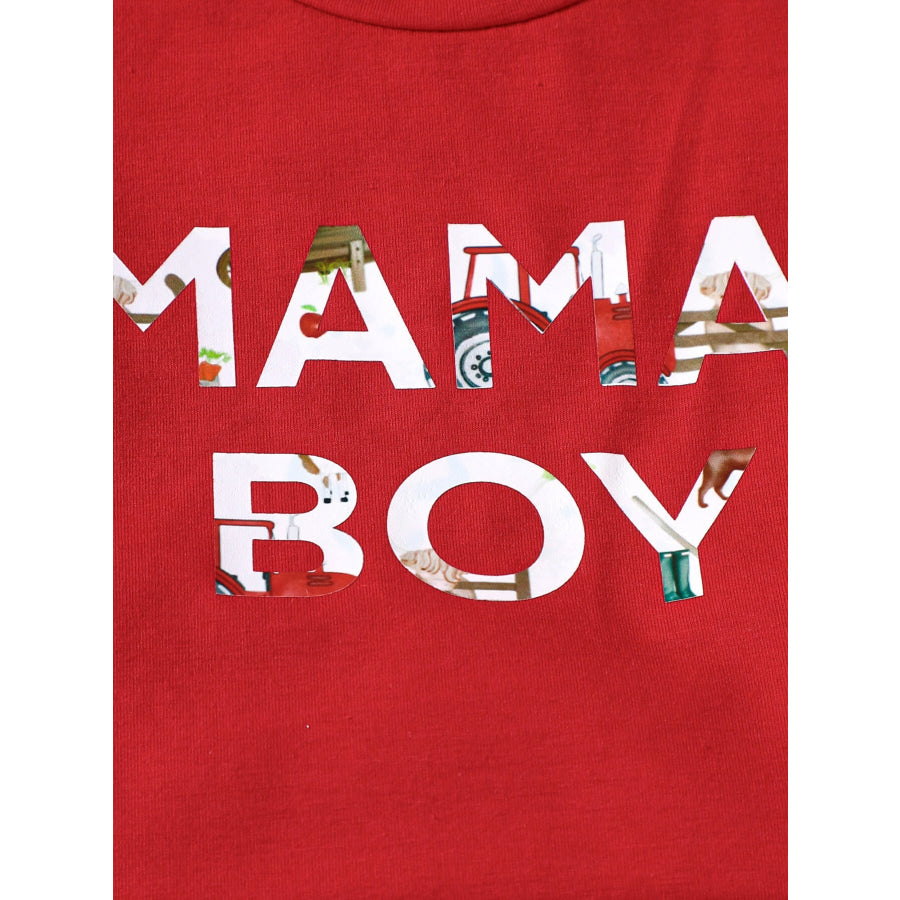 Children’s Mama’ Boy Graphic Casual Tee and Shorts Set Apparel and Accessories