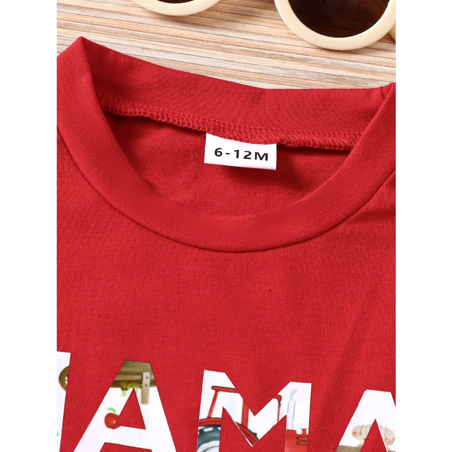 Children’s Mama’ Boy Graphic Casual Tee and Shorts Set Apparel and Accessories