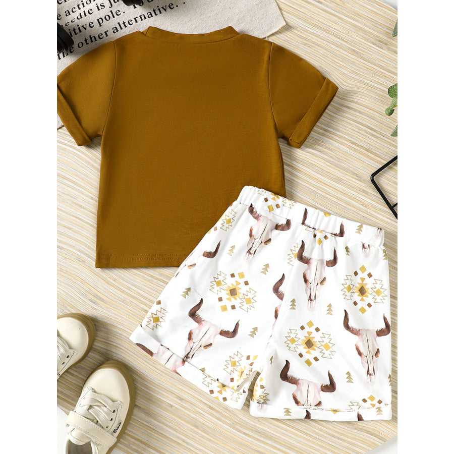Children’s Mama’ Boy Graphic Casual Tee and Shorts Set Apparel and Accessories