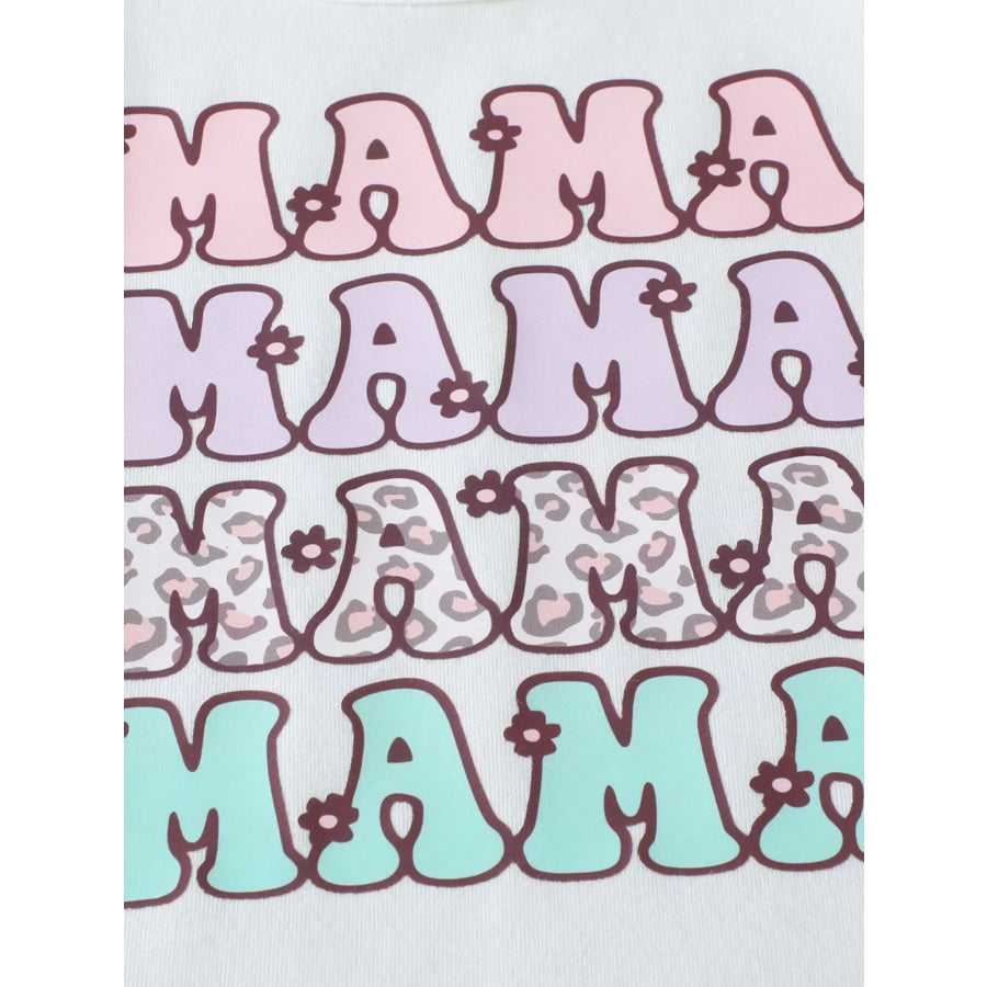 Children’s Mama Graphic Tee and Leopard Shorts Set with Headband Apparel and Accessories