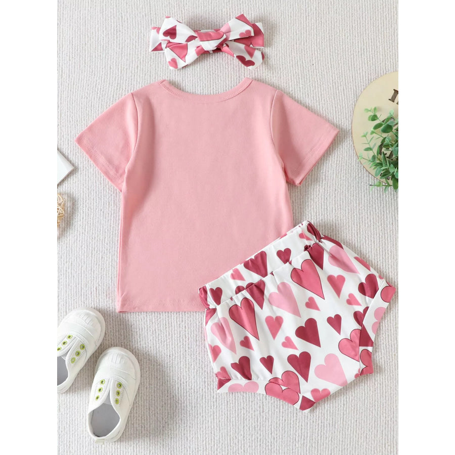 Children’s Mama Graphic Tee and Leopard Shorts Set with Headband Apparel and Accessories