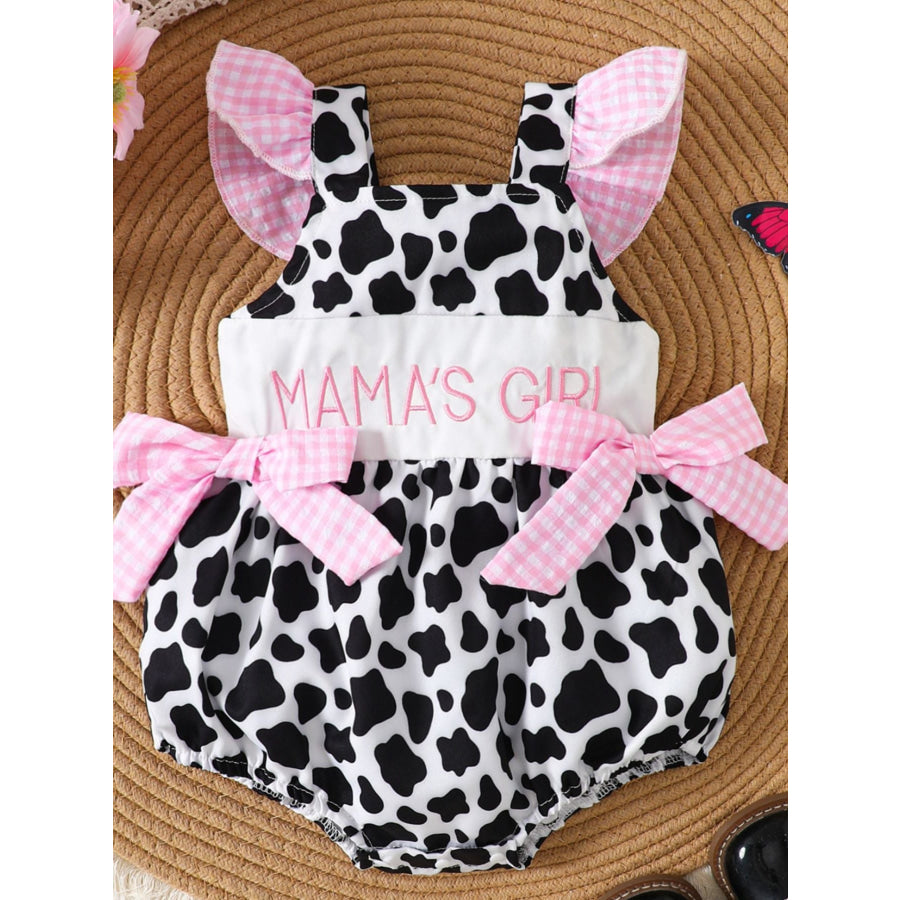 Children’s Mama’s Girl Cow Print Ruffle One-Piece Blush Pink / 0-3M Apparel and Accessories