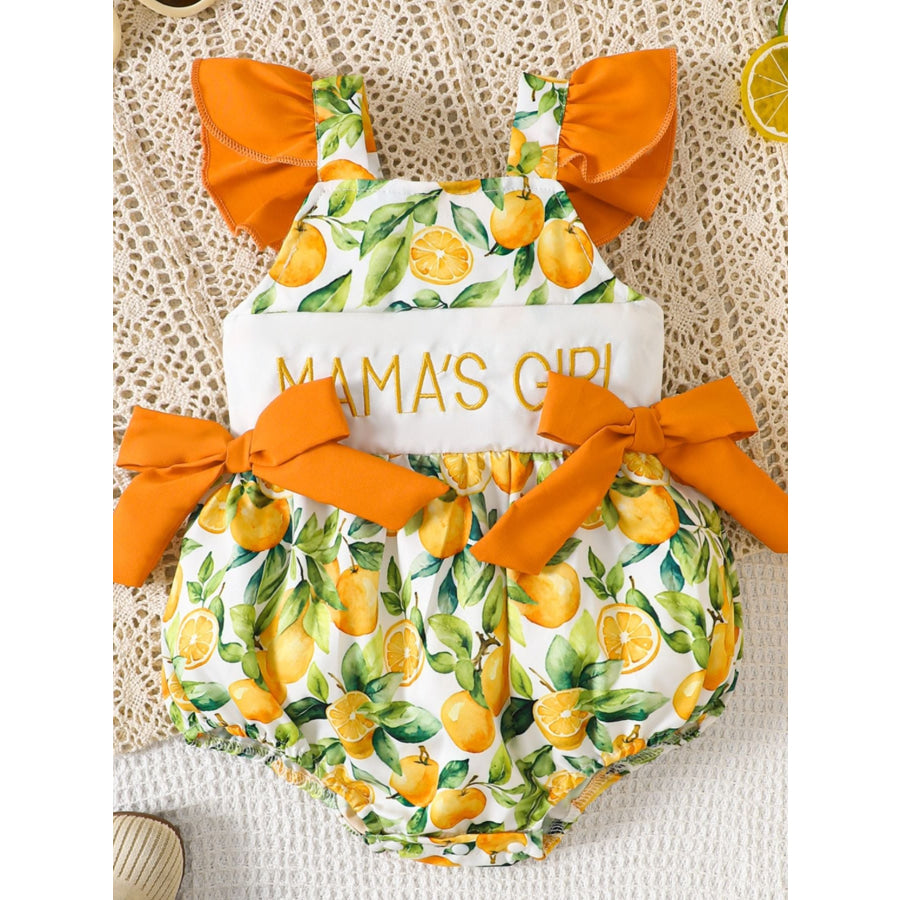 Children’s Mama’s Girl Cow Print Ruffle One-Piece Sherbet / 0-3M Apparel and Accessories
