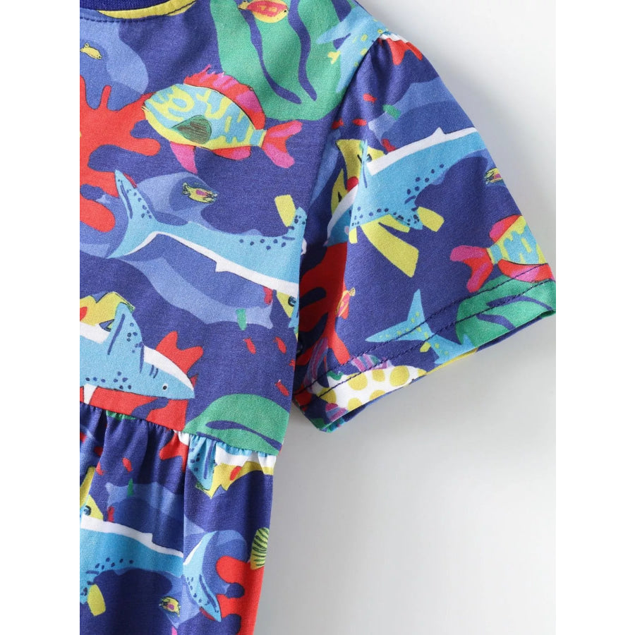 Children’s Marine Life Print A-Line Dress Apparel and Accessories