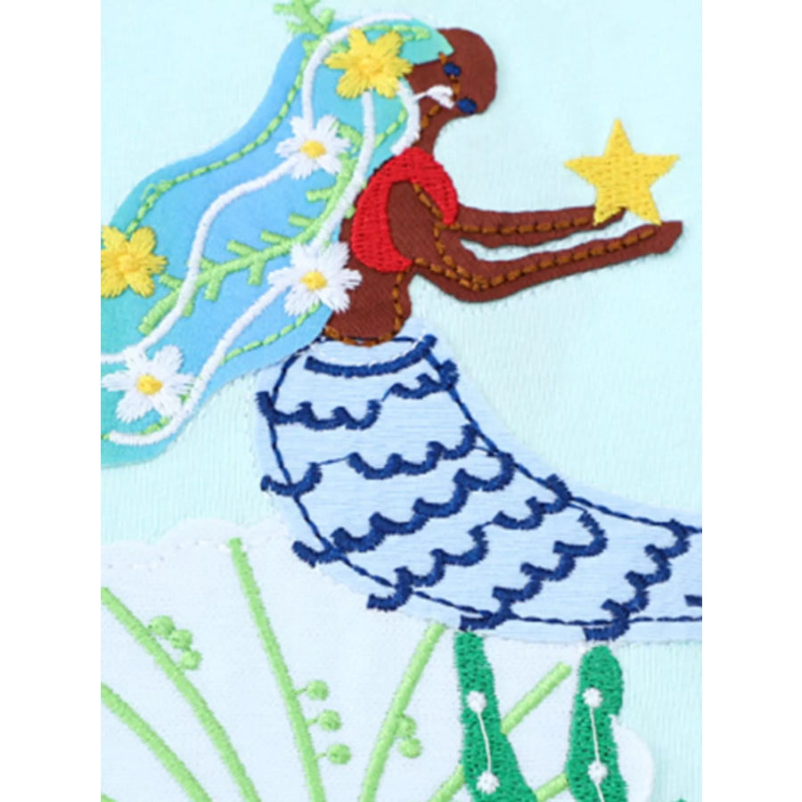 Children’s Mermaid Embroidered Short Sleeve Dress Apparel and Accessories