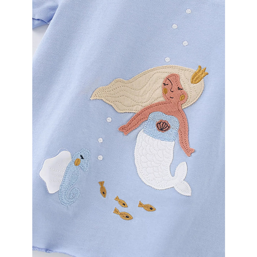 Children’s Mermaid Round Neck Tee and Shorts Set Apparel and Accessories