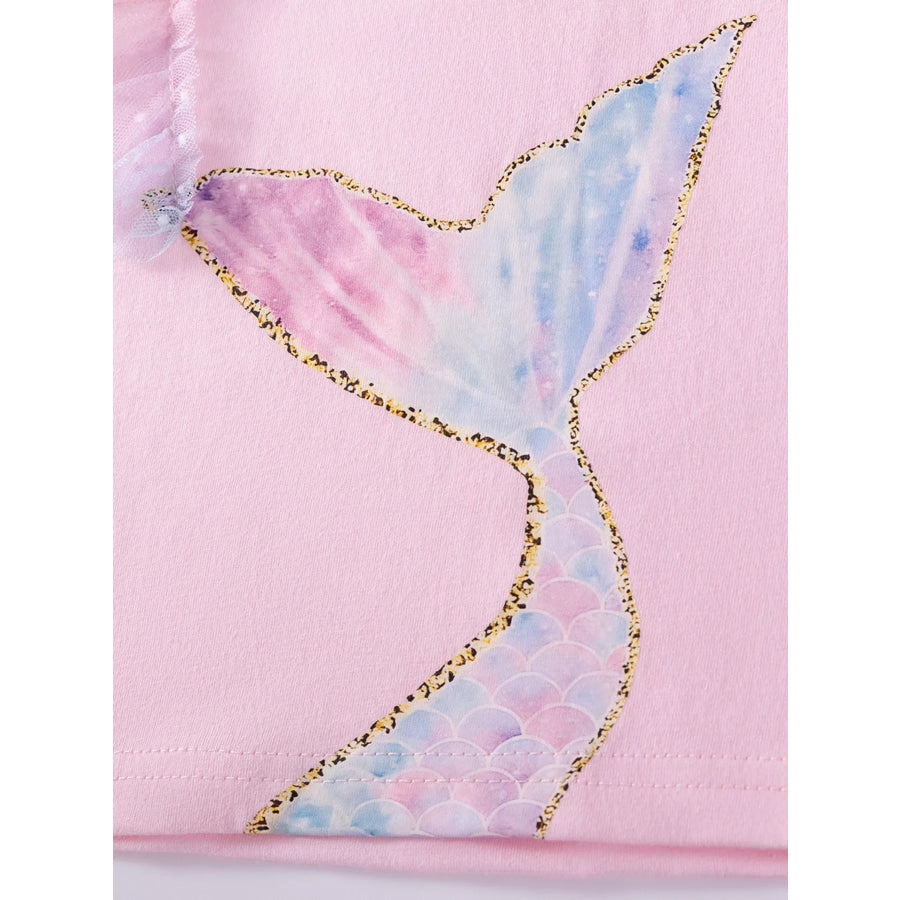 Children’s Mermaid Tail Tee & Rainbow Tulle Skirt Set Apparel and Accessories