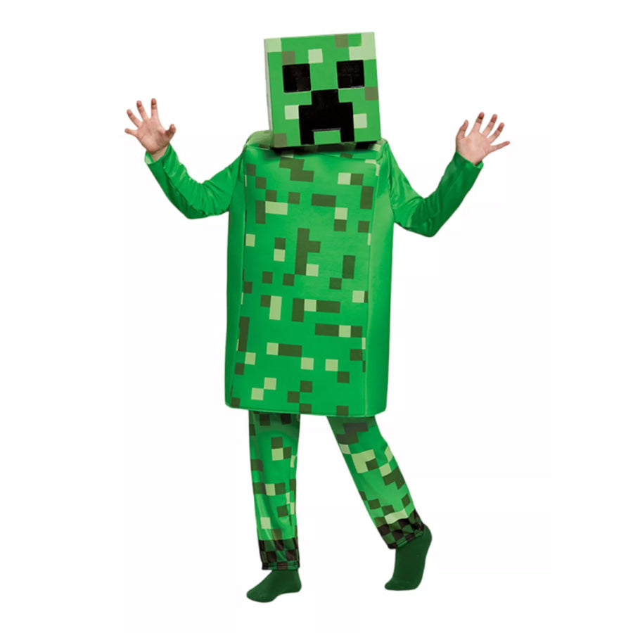 Children’s Minecraft Pixelated Print Costume Set Green / S Apparel and Accessories