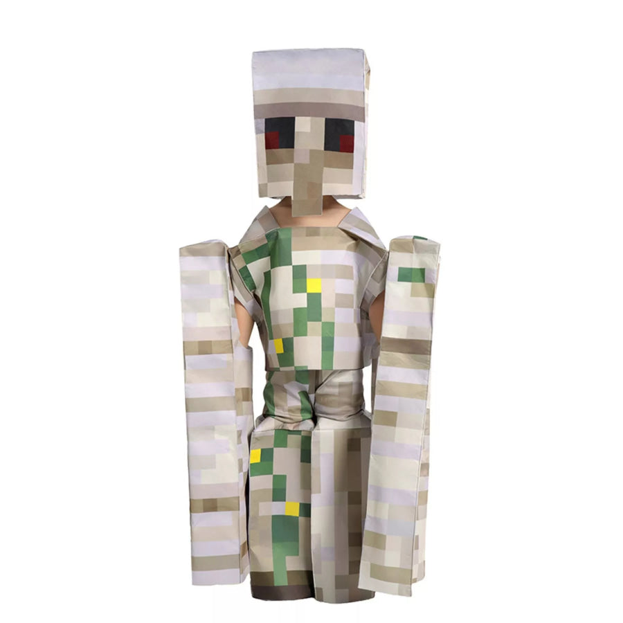 Children’s Minecraft Pixelated Print Costume Set Iron Golem / S Apparel and Accessories