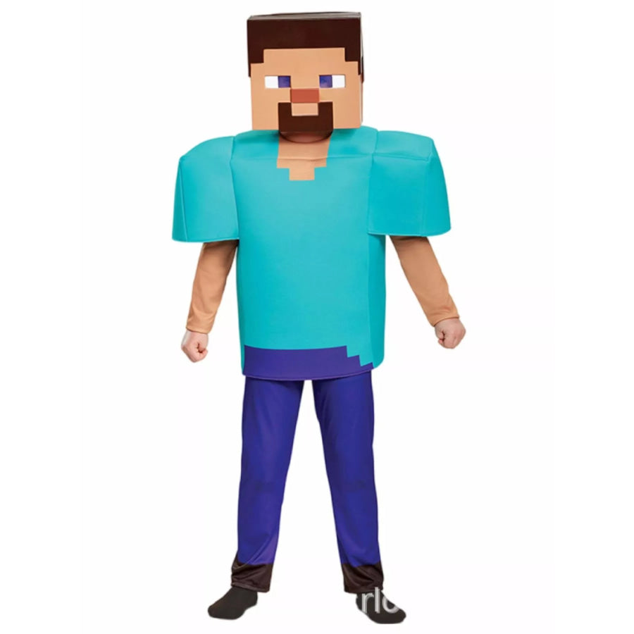 Children’s Minecraft Pixelated Print Costume Set Steve / S Apparel and Accessories