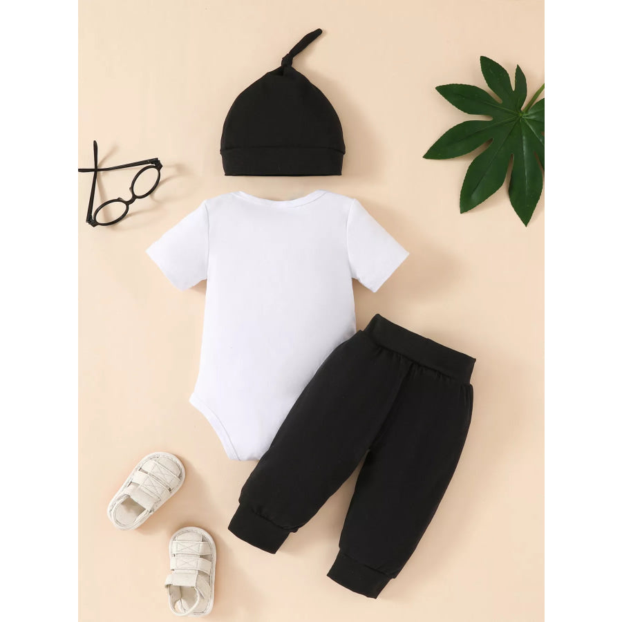 Children’s Mommy’s New Man Bodysuit and Pants Set with Hat Black / 0-3M Apparel and Accessories