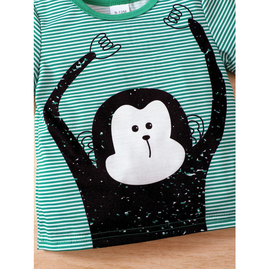 Children’s Monkey Striped Top and Shorts Set Apparel and Accessories