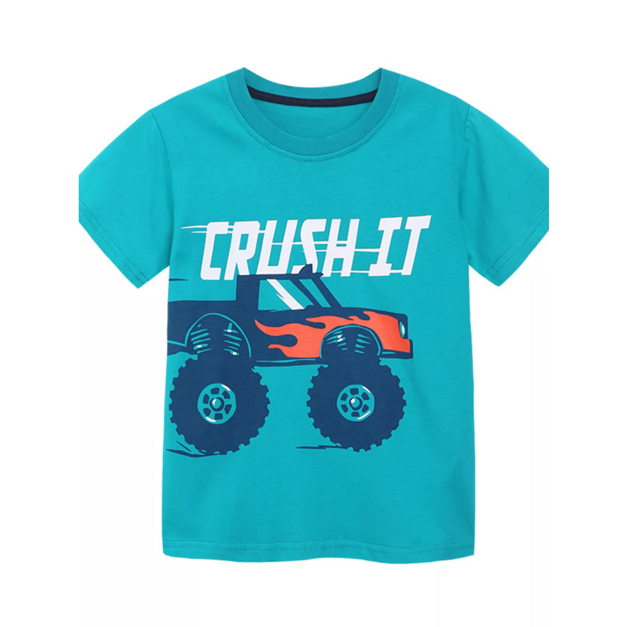 Children’s Monster Truck Graphic T-Shirt Teal / 2Y Apparel and Accessories