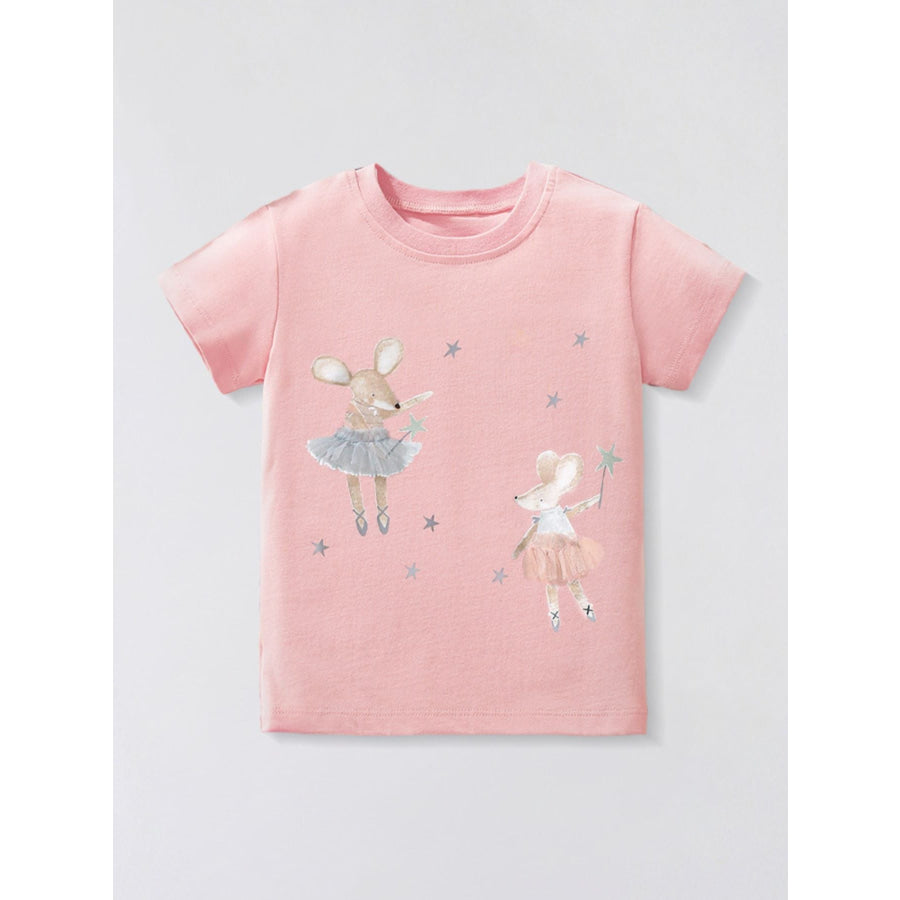 Children’s Mouse Ballerina Graphic Round Neck Tee Blush Pink / 2-3 Apparel and Accessories