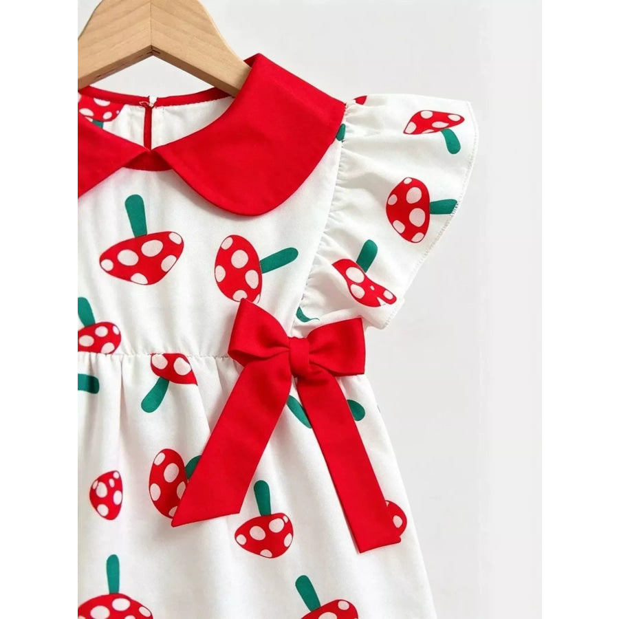 Children’s Mushroom Print Ruffle Trim Top & Shorts Set Apparel and Accessories