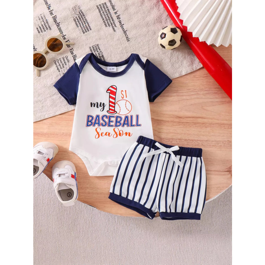 Children’s My First Baseball Season Bodysuit and Shorts Set Blue / 0-3M Apparel and Accessories