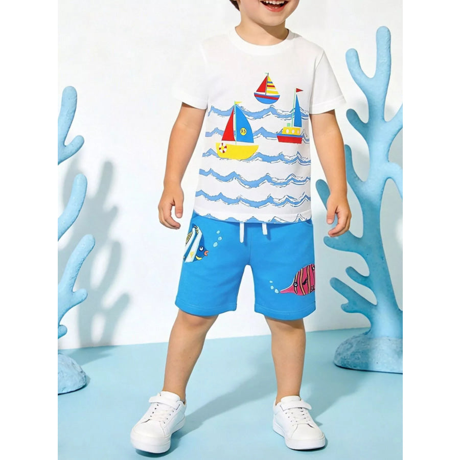 Children’s Nautical Adventure Tee and Shorts Set White / 4Y Apparel and Accessories