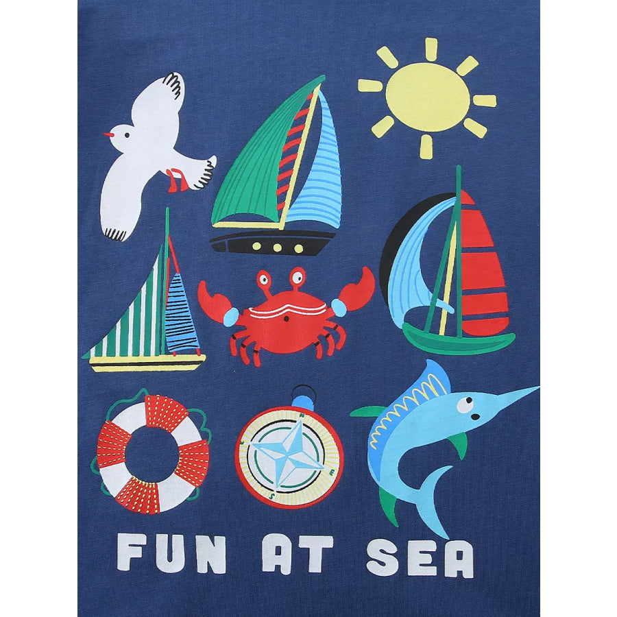 Children’s Nautical Graphic Round Neck T-Shirt Apparel and Accessories