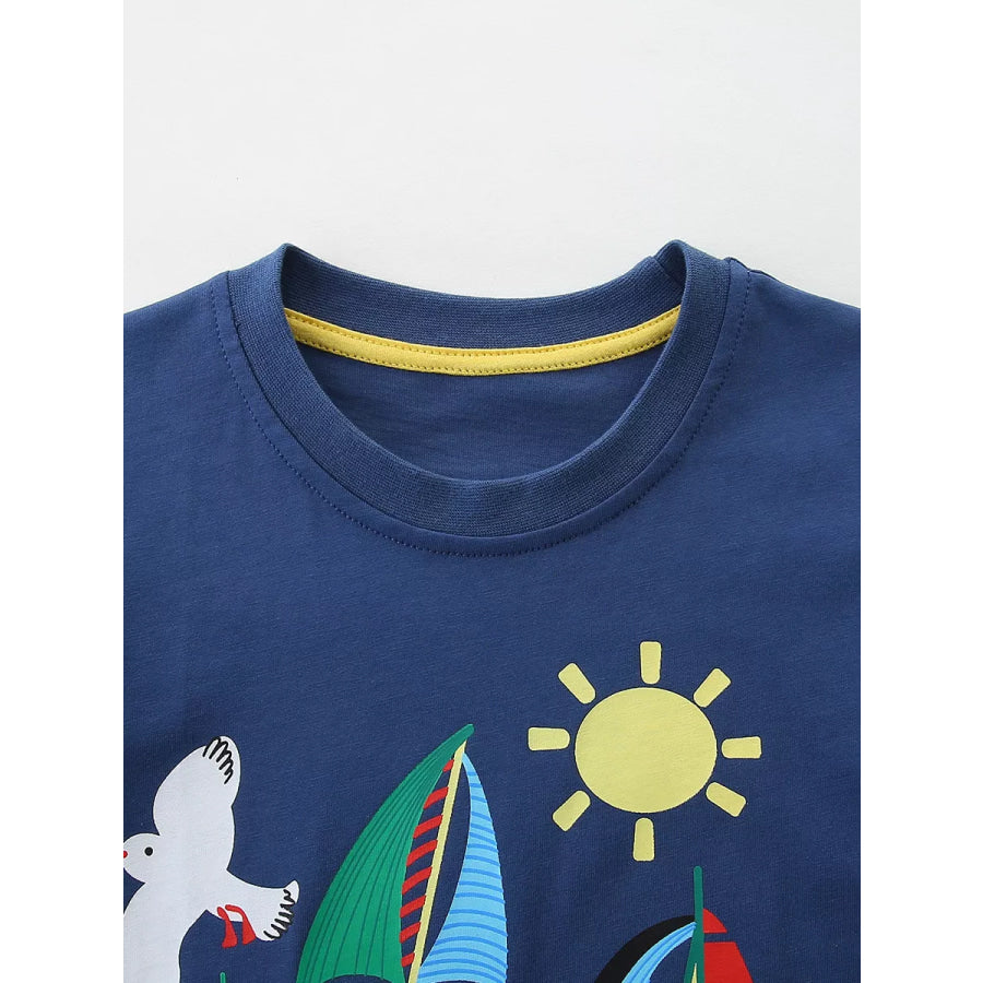 Children’s Nautical Graphic Round Neck T-Shirt Apparel and Accessories